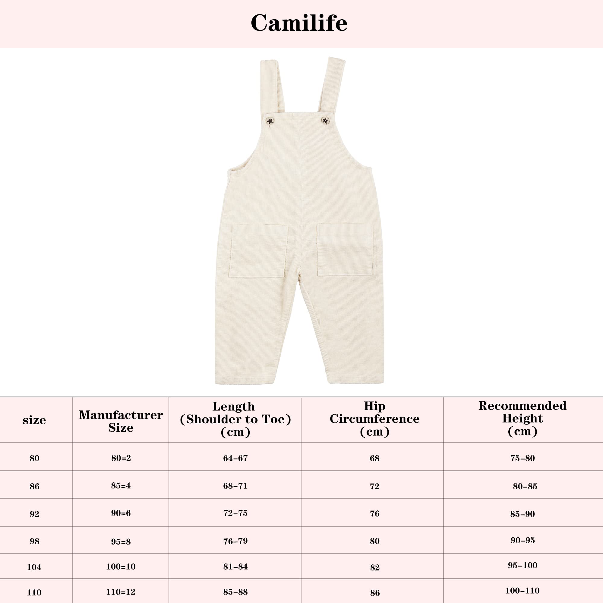 Bebé Infante Niños Niñas Pana Pantalones de Peto Overol Pantalón de Peto Jumpsuit Pantalones con Tirante para 1-4 años de Edad Vintage Retro - Beige Talla 80/86/92/98/104