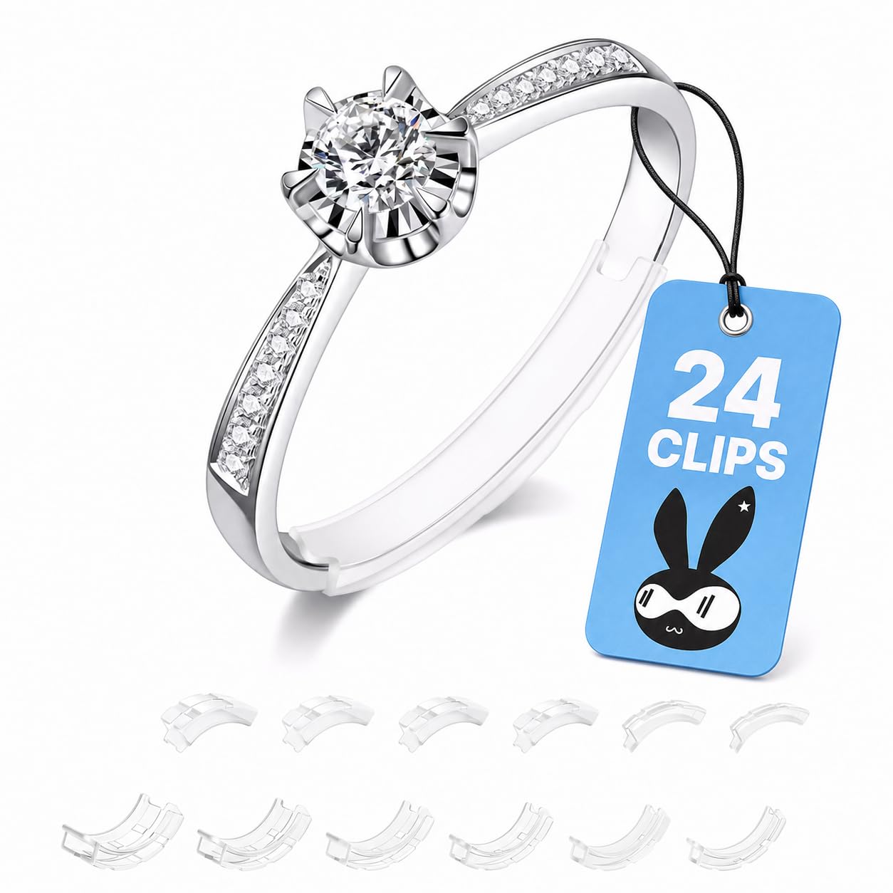 Invisible Ring Sizer Adjuster, 24 Pack, 12 Sizes for Loose Rings, Women Men