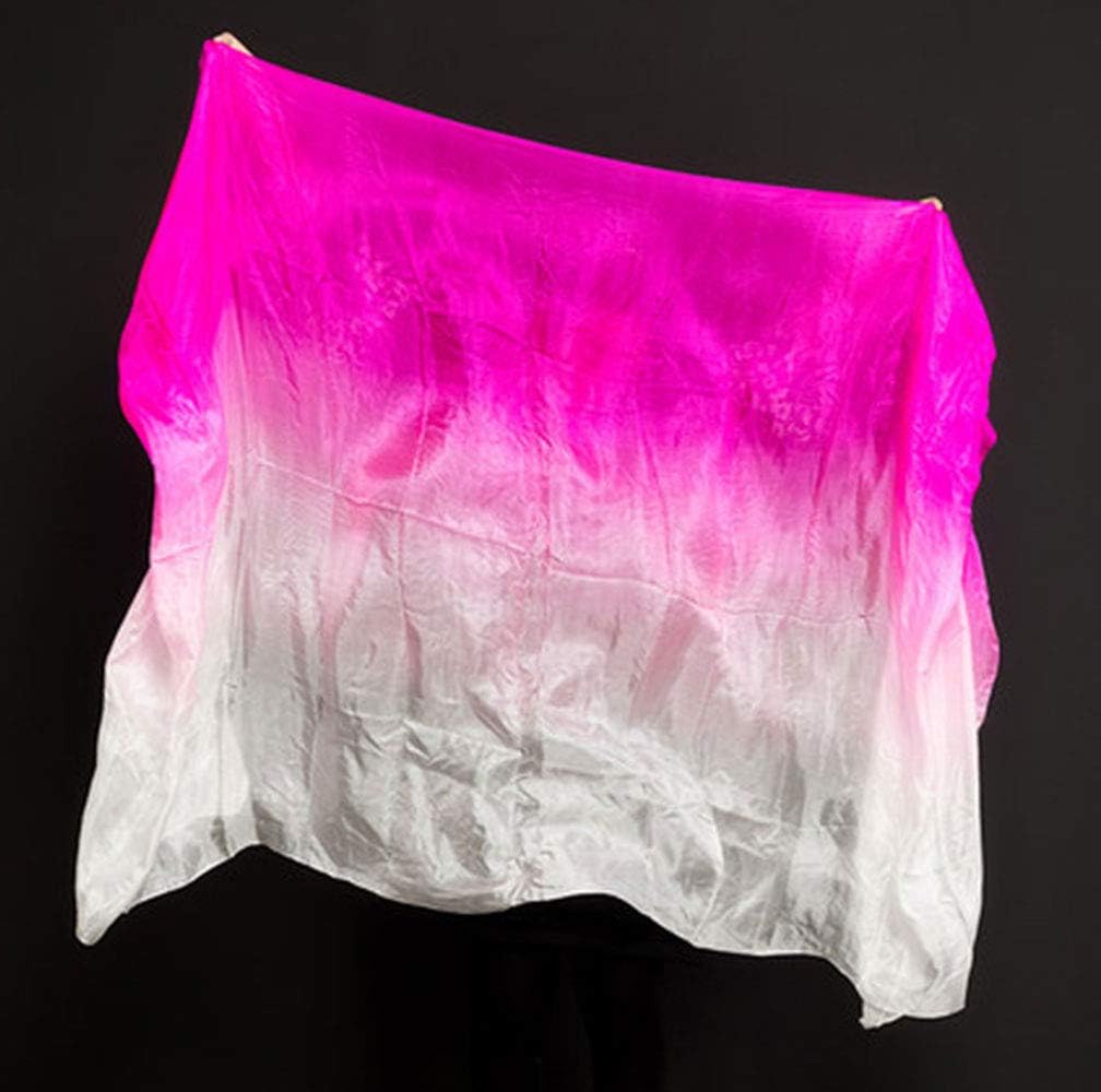 KIKIGOAL Women's 100% Silk Belly Dance Veils and Hand Scarves Gradual Colors 1.14x2.5m/98"x45" - Image 5