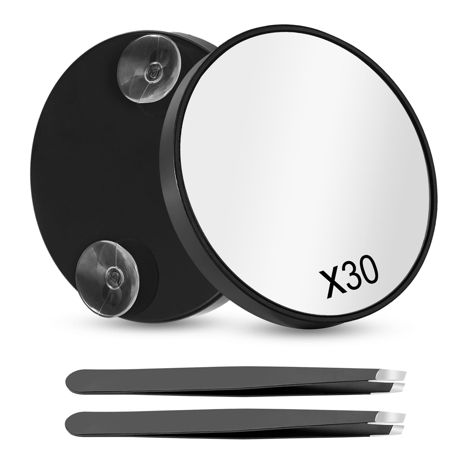 Leikedun Espejo de Aumento con Ventosa, Espejo de Aumento 30X, Espejo de Aumento de Viaje con Ventosa y Pinzas, Espejo de Maquillaje con aumentos para Maquillaje, Dormitorio, baño y Viajes