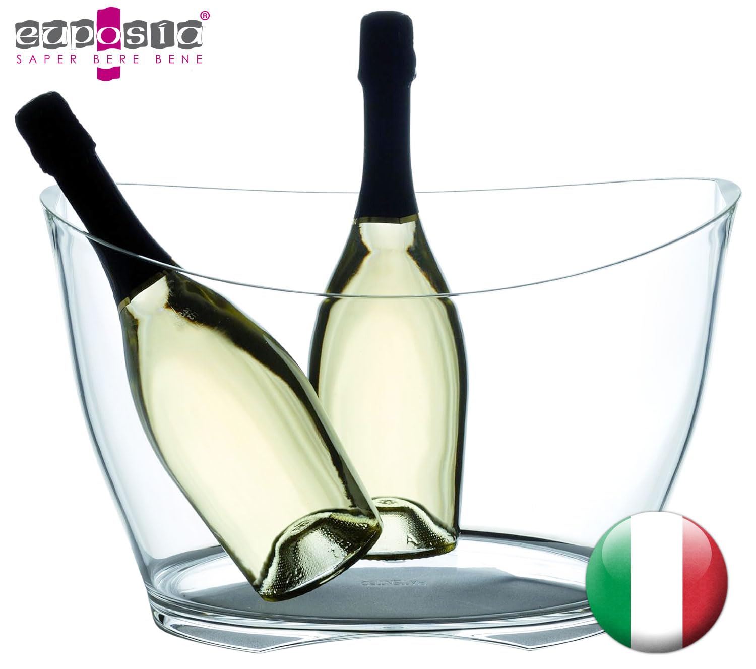 EUPOSIA - Event Collection - Spumantiera in Acrilico PMMA - Fino a 6 Bottiglie Standard o 2 Magnum - Mod. Iceberg 6-13,5 Lt. - Made in Italy - Trasparente