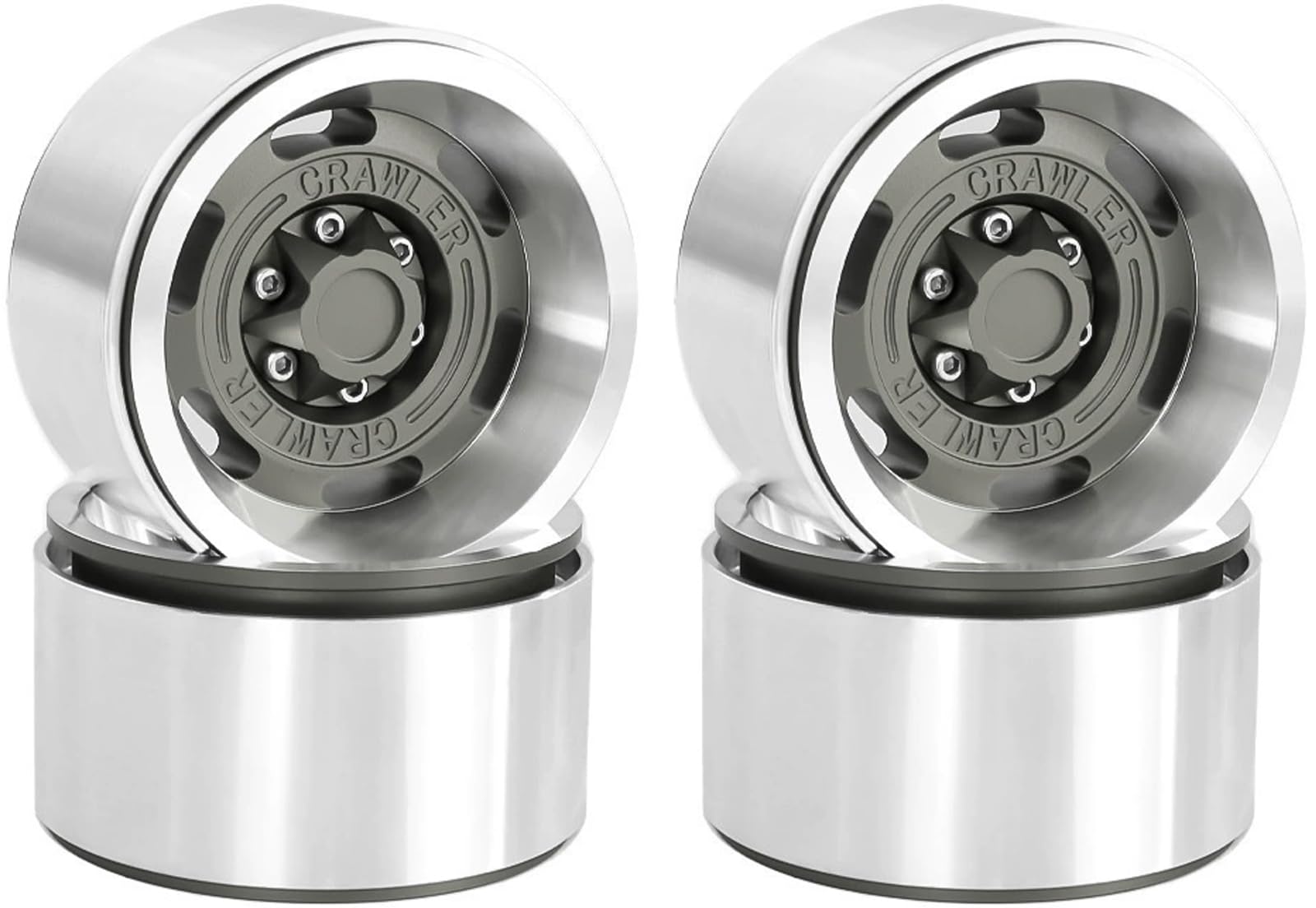 1.9 Metal Beadlock Wheels for 1/10 RC Crawler/Trail Truck, Compatible with Axial SCX10/Capra/TRX-4, CNC-Machined Alloy Rims Heavy-Duty Off-Road Performance Titanium