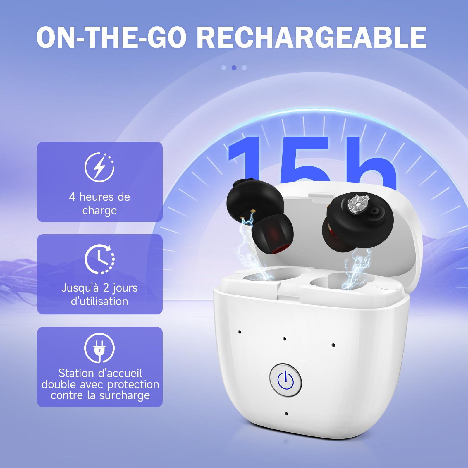 Britzgo Device - Casque Intra-auriculaire Haute Performance (autonomie de 15 Heures, Charge Rapide) - Noir (Double)