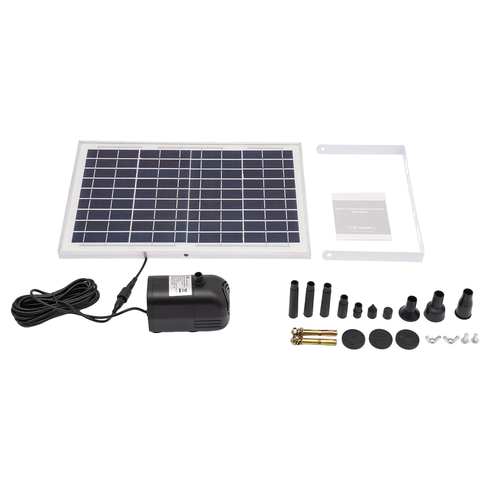 Fontana solare da 10 W, pompa solare per laghetto, pompa dell'acqua solare per esterni, giardino, stagno, contenitore per pesce, gioco d'acqua fai da te, IP68, max. altezza 1,5 m