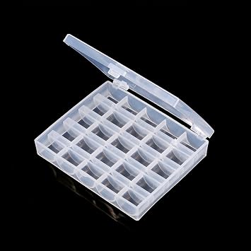 LiebeWH Bobbins Storage Box, 25 Slots Transparent Flap Case