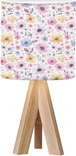 OEPWQIWEPZ Trípode lámpara de mesita de noche para mesita de noche, lámpara de mesa de noche de madera con pantalla de tela de lino para guardería,