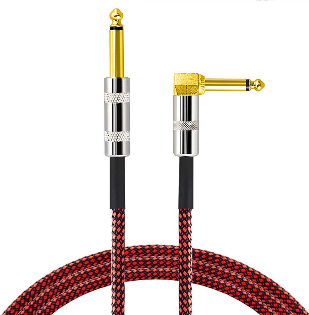 LoongGate Premium Nylon Braided Guitar Cable,1/4 Inch(6.35mm) Gold