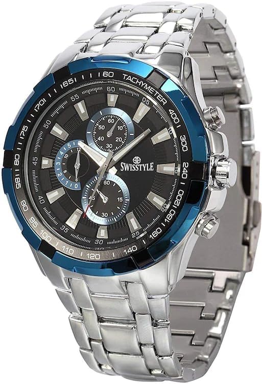Black Chain Chrono Look Analog Watch for Men
