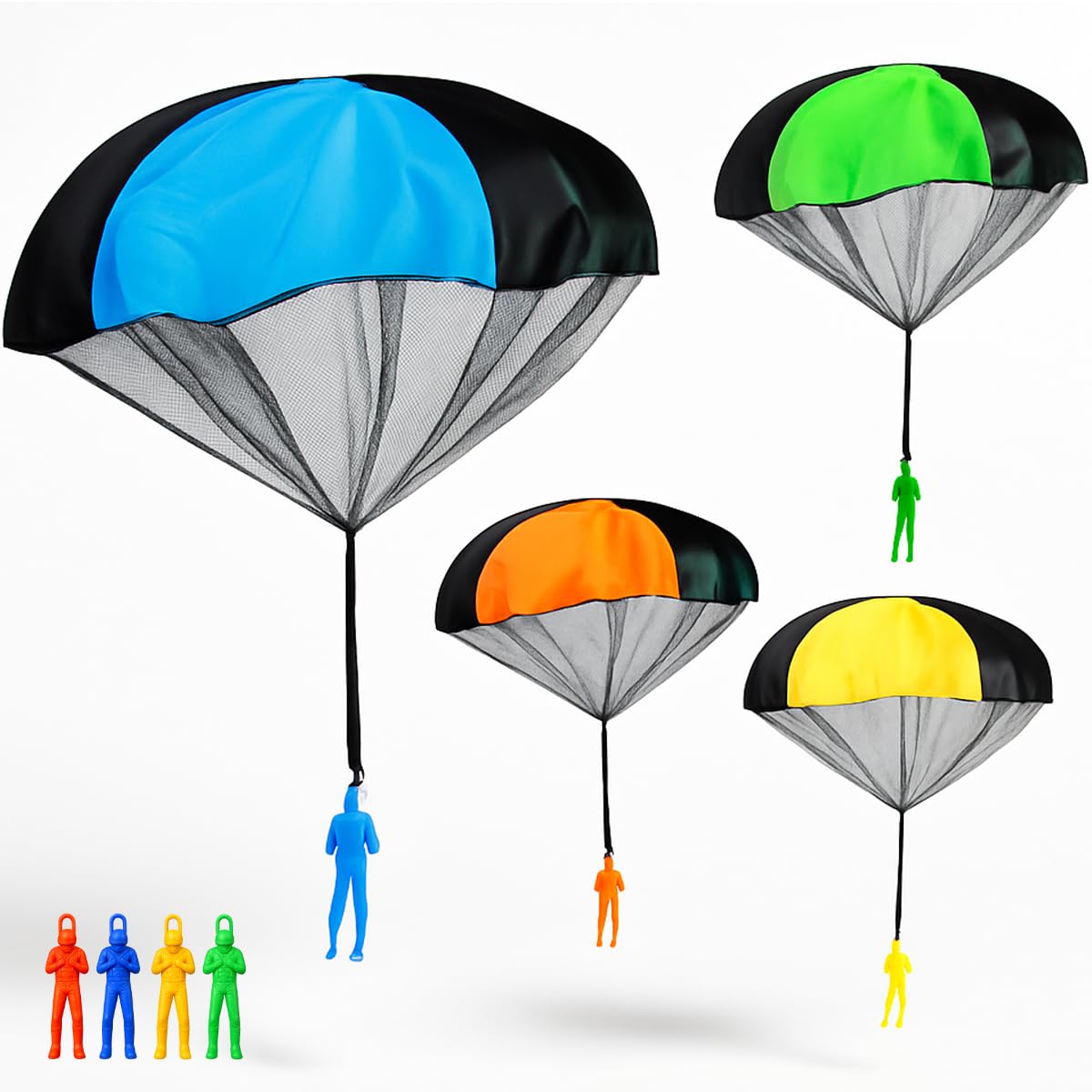 Toyana Parachute Toys for Kids, 6 PCs Hand Throw Flying Glider Parachute Toy with Mini Sky Diver, Family Interactive Outdoor Fun Activity Gift for Children 3+ Years - Random Colour — image 1