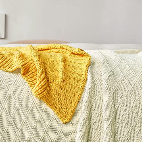 Large Cotton Knit Throw Blanket For Couch Sofa Bed - Home Decorative Soft Cozy Sweater Woven Fall Cable Oversize Knitted Blankets - 3.4 Pounds,Cream 60 X 80 Inch #TOP4
