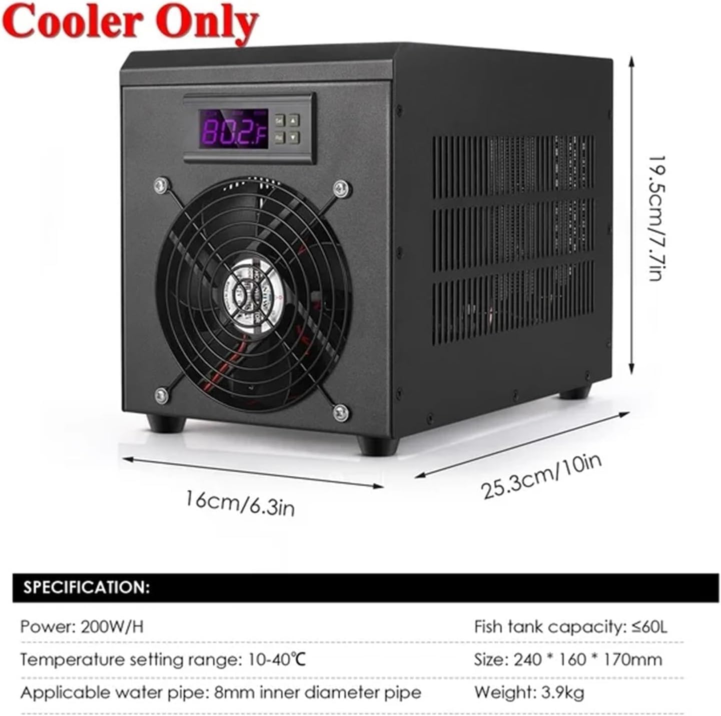 Refroidisseur d'eau for aquarium 180 W, système de chauffage for aquarium 60 L, température constante 10-40 °C, réfrigération Pour débutants en bricolage(Heater and Cooler)