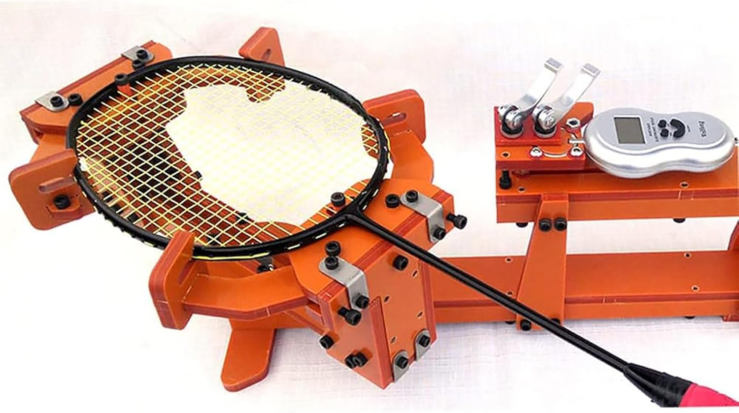 Badminton Racket String Machine, Racket String Tools, 6-Point Fixed Winch Type, Digital Display, with Stringing Accessories, Pulling Threading Machine for DIY Squash, Tennis or Badminton Rackets