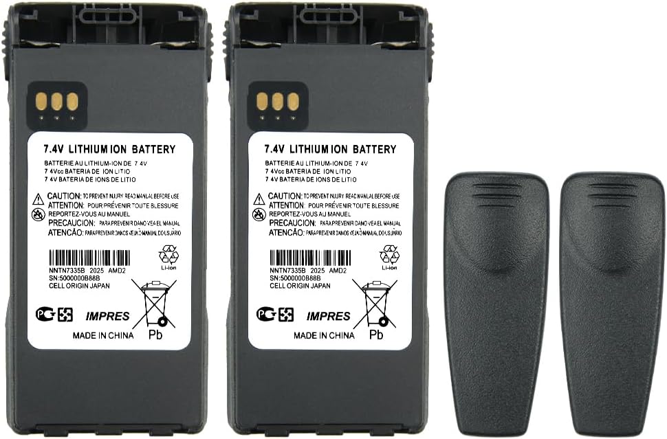 2X NNTN7335B IMPRES Rechargeable Battery for XTS1500 XTS2500 PR1500 MT1500 Two Way Radios Li-ion Battery with Belt Clip(2800mAh)