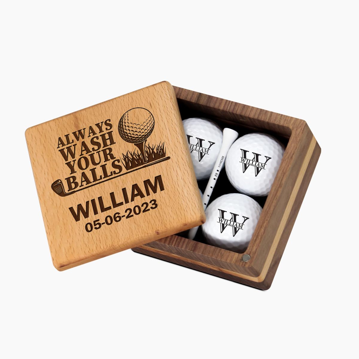 BOBI CARE Custom Best Uncle Gifts Personalized Golf Gift Box, Personalized Gifts for Father.s Day Golf Gift Set, Engraved Groomsman Gifts for Men Golf Ball Collector Box