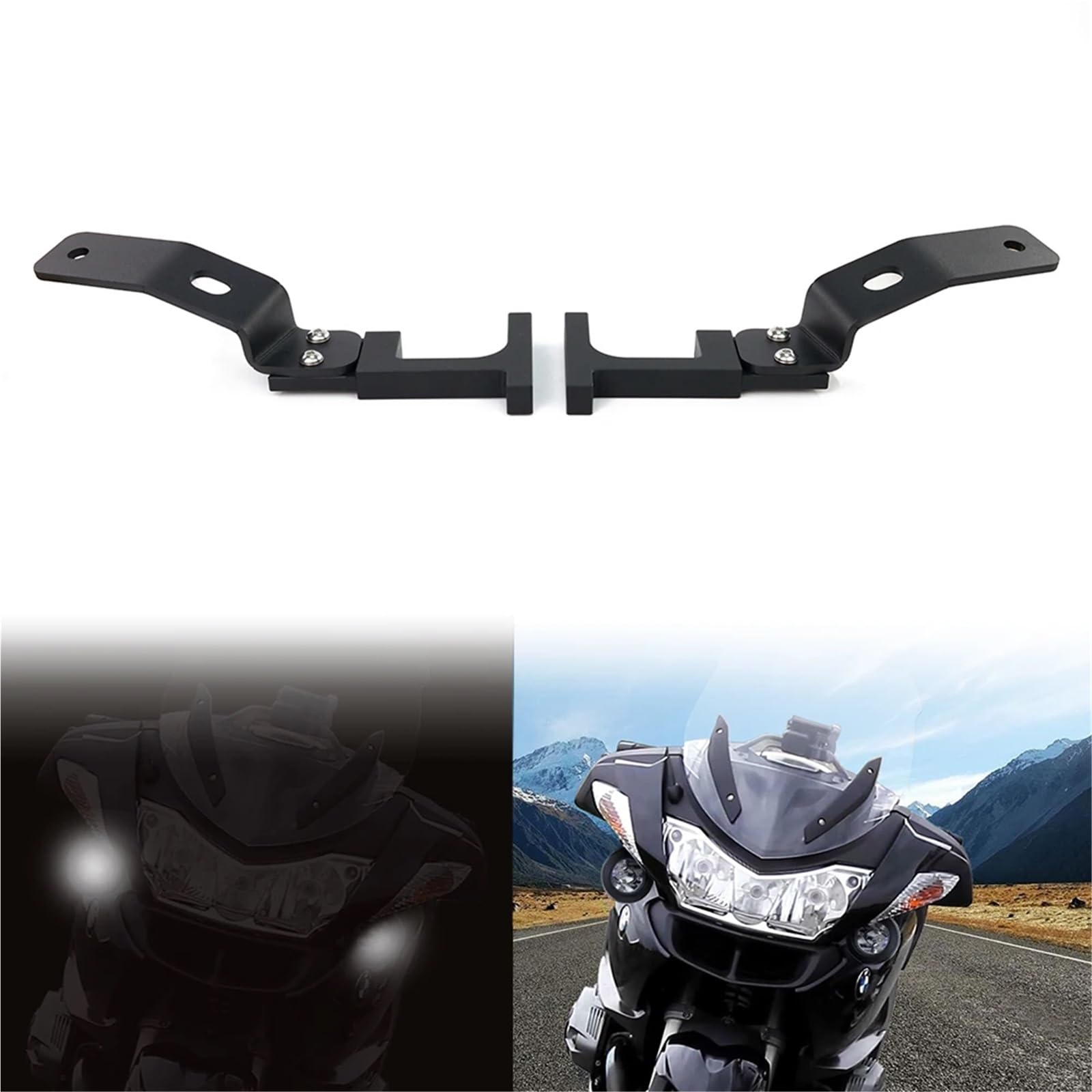 Base de bombilla Clips Abrazaderas de Tubo de Luz Compatible con BMW R1200RT 2014-2018 R1250RT 2019-2023 Soporte de luces auxiliares antiniebla Soporte de conducción inferior para motocicleta