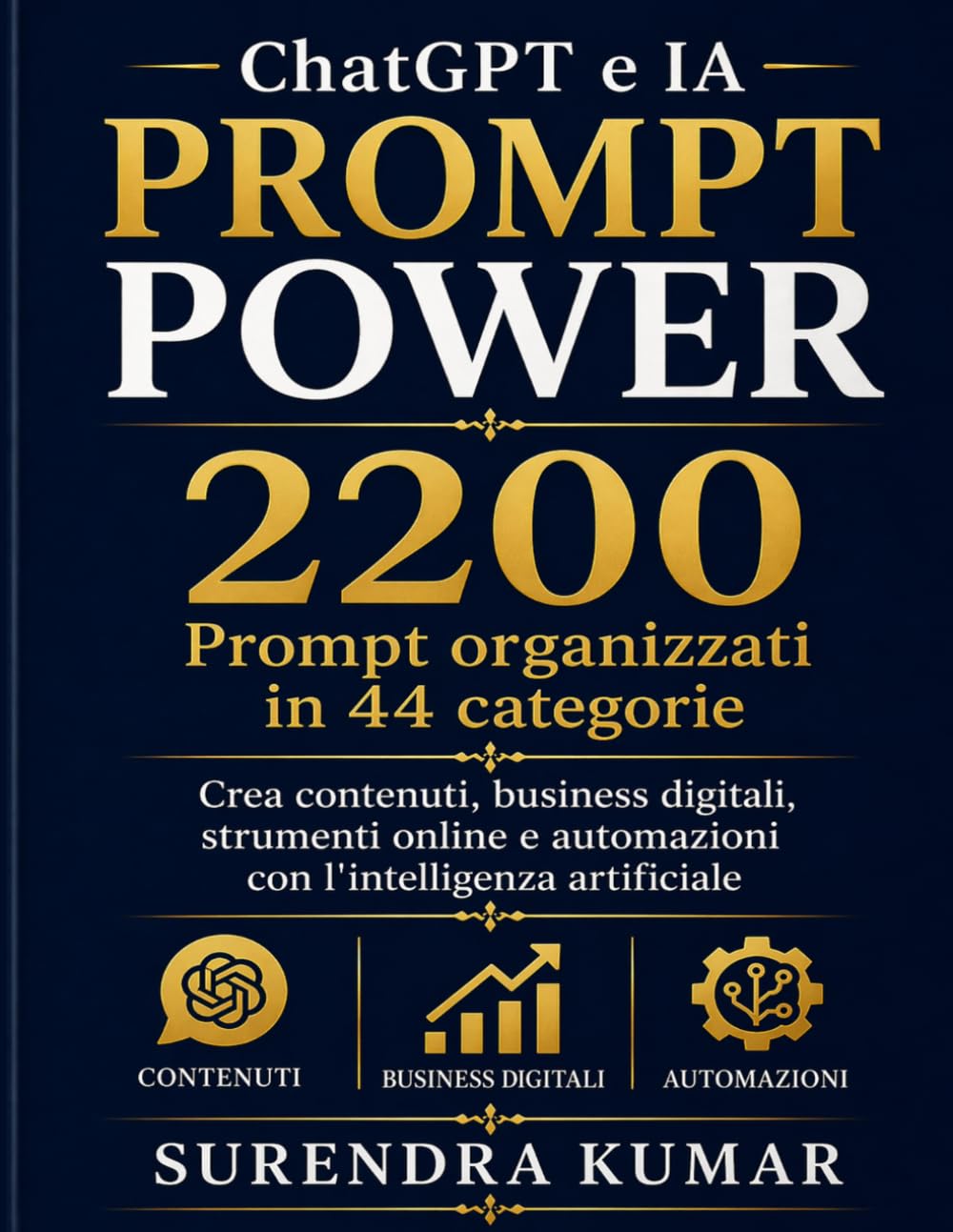 ChatGPT e IA PROMPT POWER: 2200 Prompt organizzati in 44 categorie | Crea contenuti, business digitali, strumenti online e automazioni con l'intelligenza artificiale