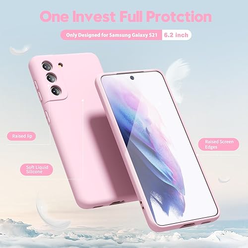 Miniatura 3 de oakxco Funda para teléfono Samsung Galaxy S21 de silicona líquida, bonita funda de gel suave de goma TPU lisa para mujeres y niñas, diseño estético,