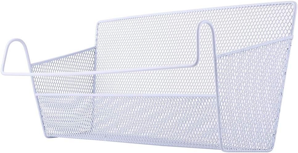 BTSKY 2 Pack Bedside Storage Baskets, Dorm Room Bed Storage Basket Metal Mesh Desktop Corner Shelves (White)