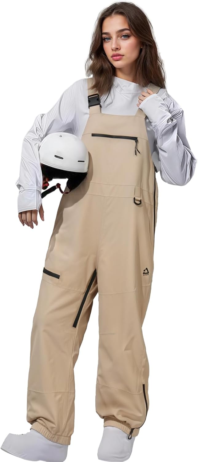 Ski Bibs Women and Mens,Waterproof Insulated Snowboard Bib, Windproof Adjustable Bib Snow Pants
