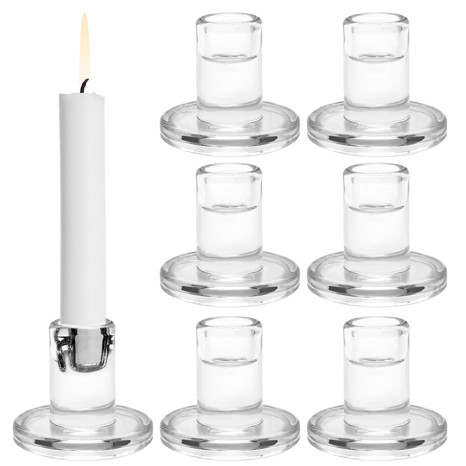 6 portacandele in vetro trasparente per matrimoni, feste, decorazione da tavolo