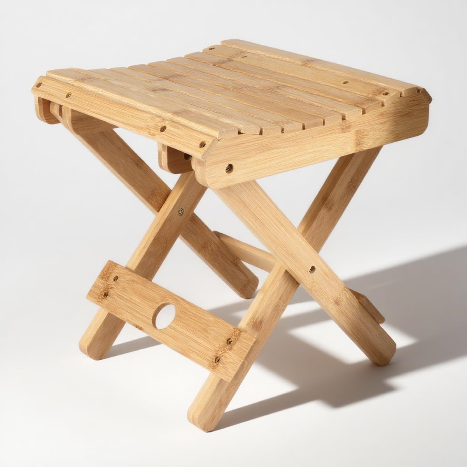 Sgabello Pieghevole Sedia Pieghevole Legno Sedile da Viaggio Poggiapiedi Portatile per Casa, Bagno, Cucina, Giardino, Ufficio, Viaggi, 29 * 28 * 31 cm, Naturale, 1 pz