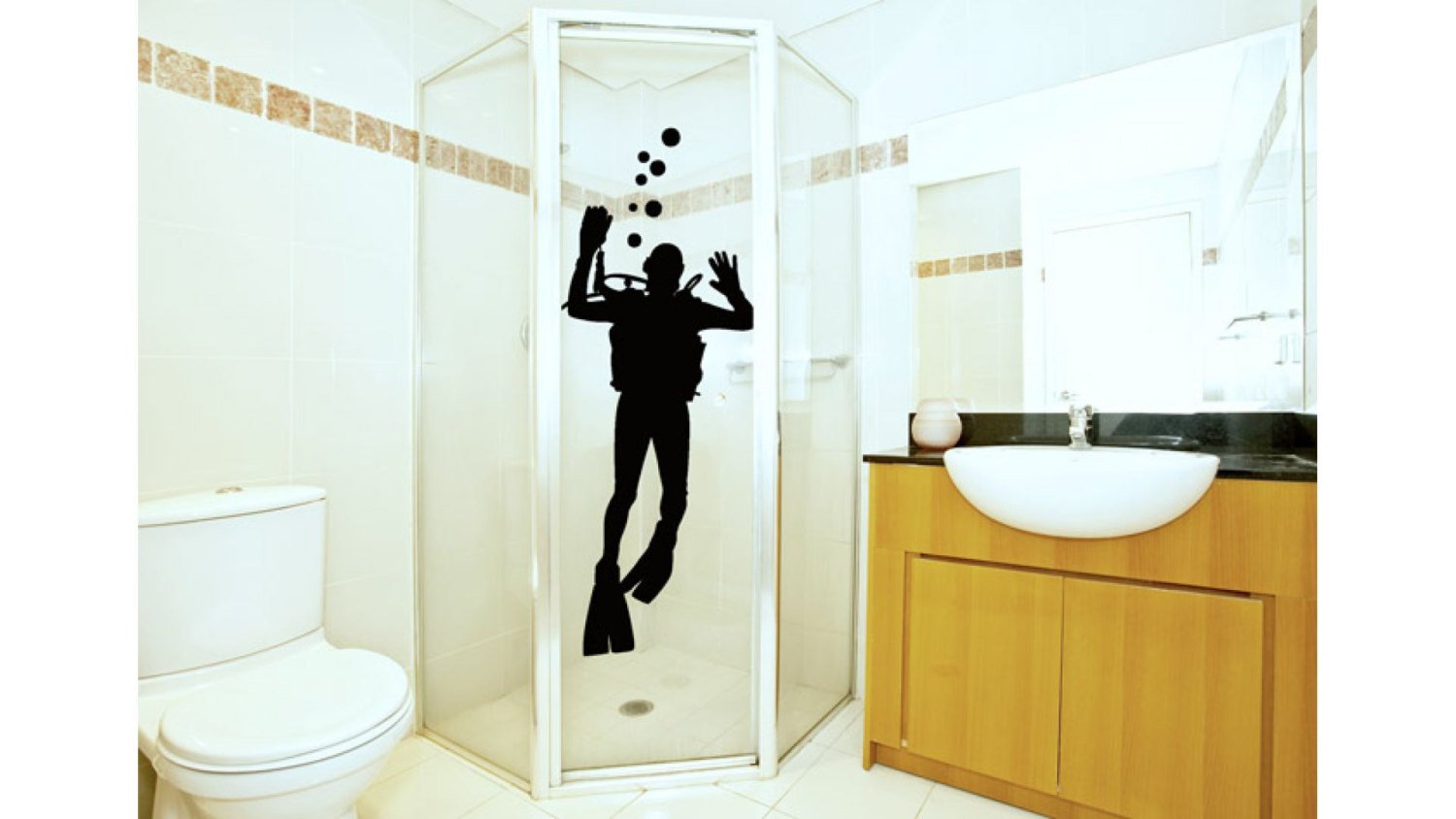Scuba Diver Design Decor Bathroom Decor Decal Stylish Decoration Home Improvement Tr1692
