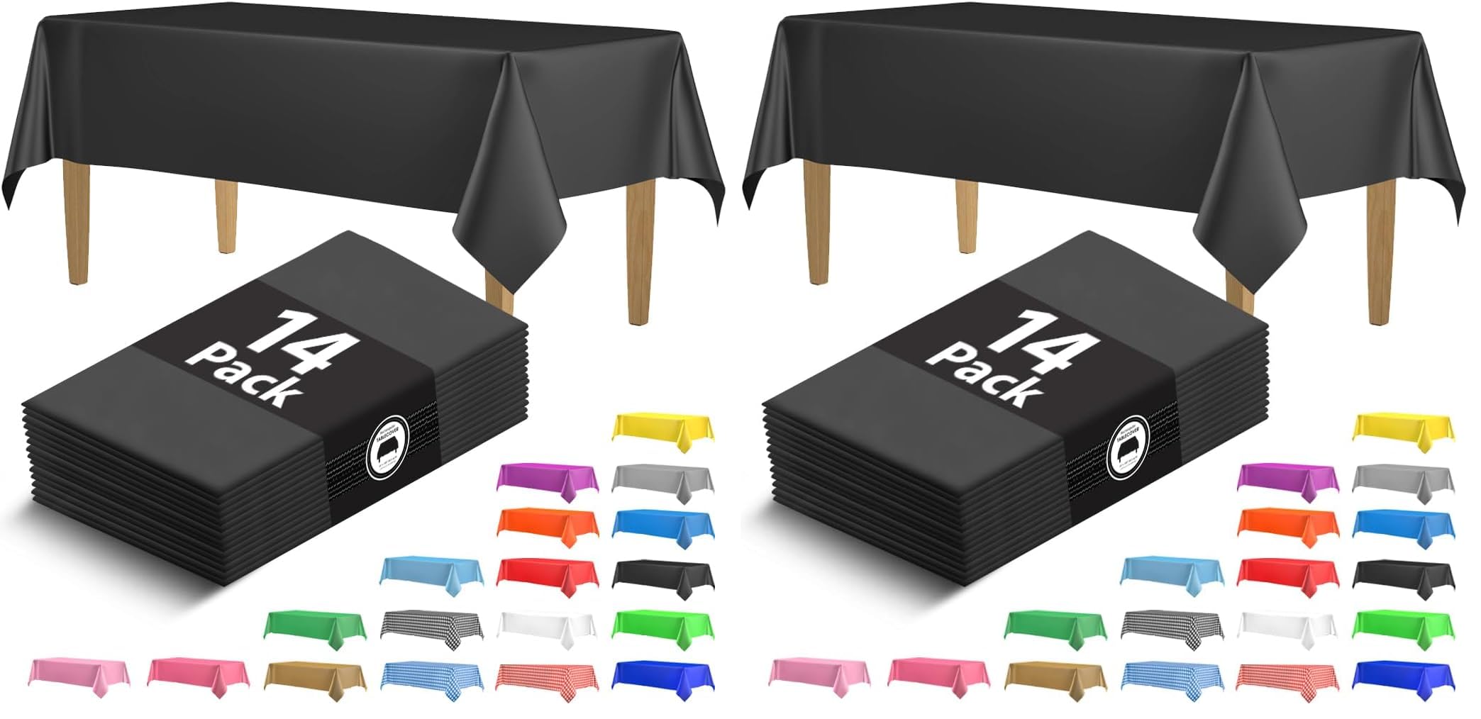 Black Tablecloths - 14 Pack Disposable Covers -28 Black Tablecloths - 14 Pack Disposable Covers -28
