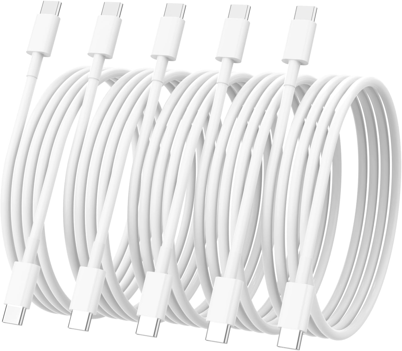iPhone 15 Charger 5Pack (6/6/6/6/6 ft) USB C to USB C Cable(60W/3A) USB C Charger Cable Fast Charging for iPhone 15 Pro/Plus/Pro Max,iPad mini 6/ Pro 2021,MacBook Pro,Samsung Galaxy S23 and MoreCarbonfree Certified