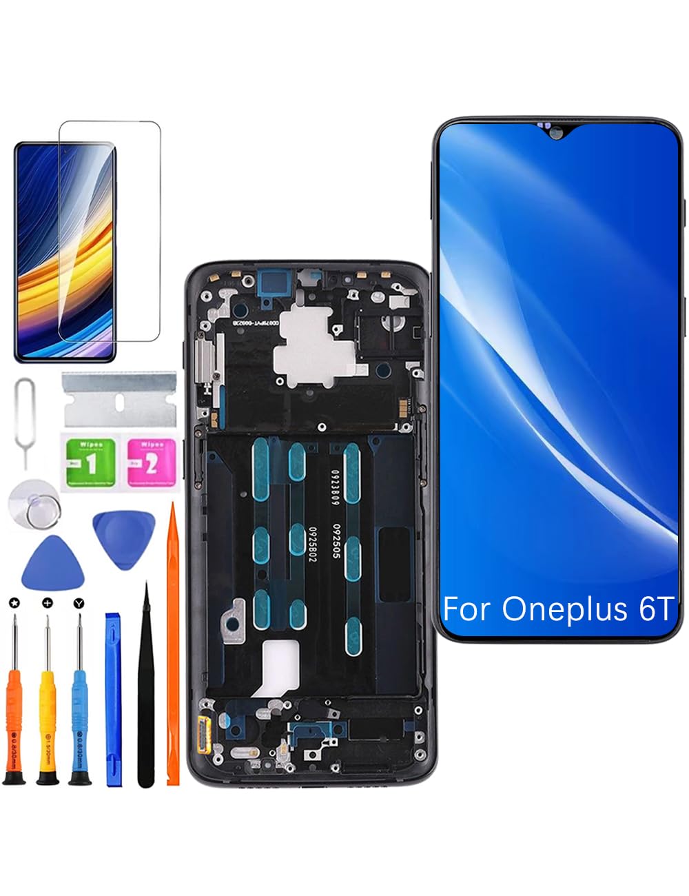 Écran pour OnePlus 6T TFT Noir avec Cadre Sans Empreinte Digitale