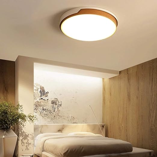 Amazon Co Jp 書斎led天井照明寝室円形天井ランプ 現代的なミニマリストの模造木目調ライトライブラリレストラン Warmlight 50cm30w ホーム キッチン