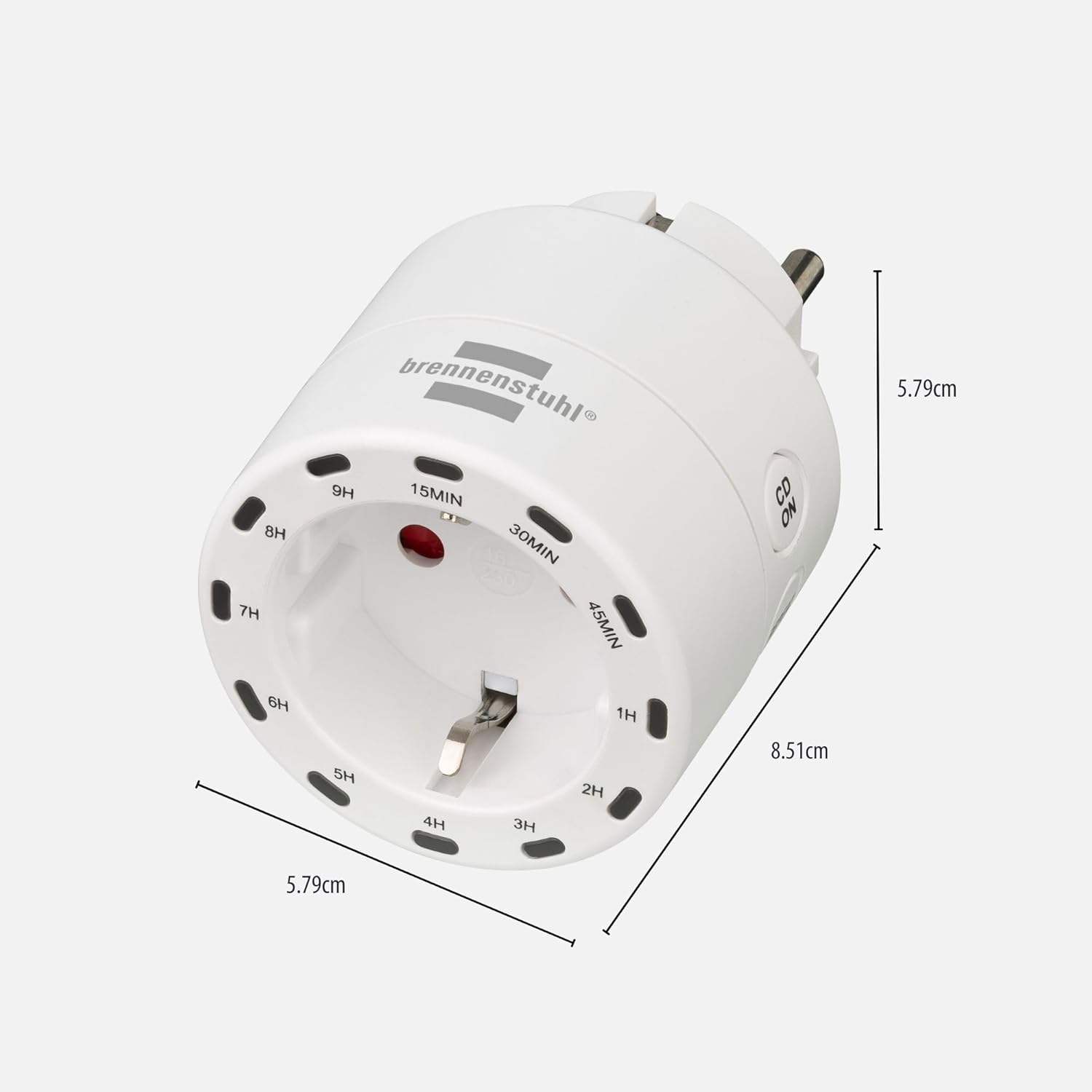 Dimensions of the Brennenstuhl Digital Countdown Timer Socket