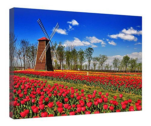Toile murale moulin à vent en bois décoration poétique souvenir d'enfance