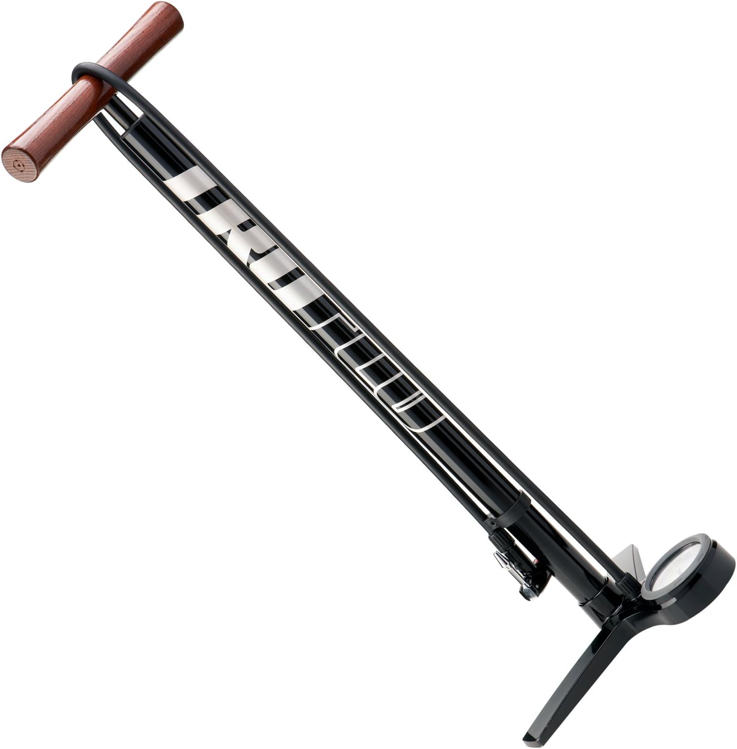 Truflo Airess track pump, die-cast base, black alloy barrel. Wood handle, Max 240psi Black