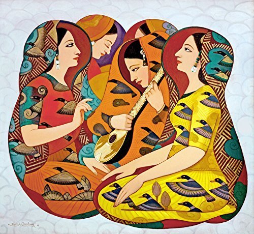 Divine Song (Oil Painting by Satish Chauhan)-image-6