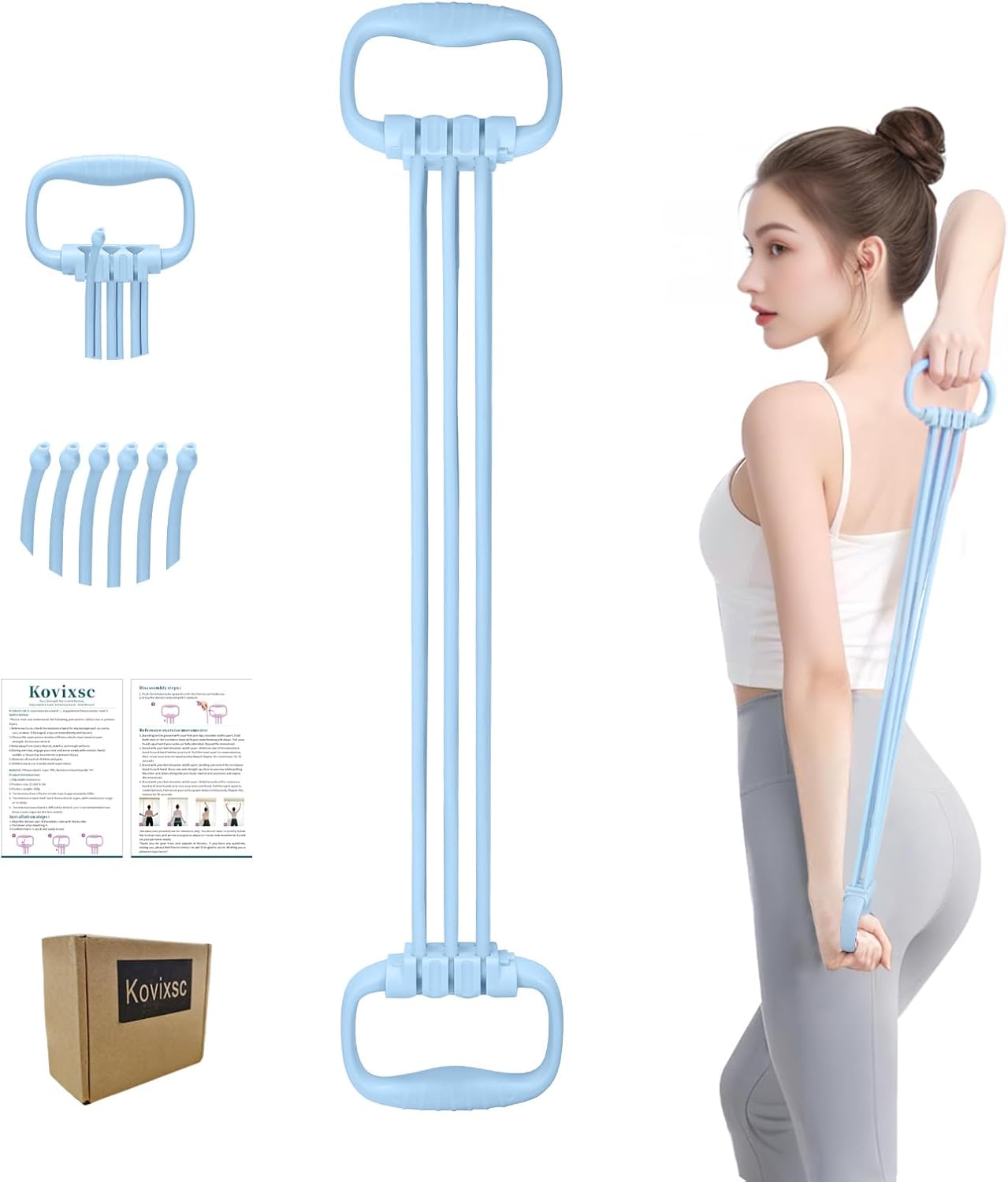 Figure 8 Resistance Band for Women 15-90LBS, Adjustable Resistance Bands with Handles for Arm Back Exercise, 6 Fitness Elastic Rope, Stretch Bands for Yoga, Pilates, Strength Training Figure 8 Resistance Band for Women 15-90LBS, Adjustable Resistance Bands with Handles for Arm Back Exercise, 6 Fitness Elastic Rope, Stretch Bands for Yoga, Pilates, Strength Training