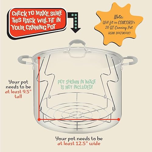 Miniatura 4 de Concord Estante para conservas de acero inoxidable de 12 pulgadas. Capacidad para tarros de 8 pinta o 7 cuartos de galón. No se oxida, estabilidad