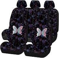 Vista 28 de Flying Banner - Juego completo de fundas para asiento de automóvil Butterfly, estilo universal de moda para mujer, para banco trasero (divisible)
