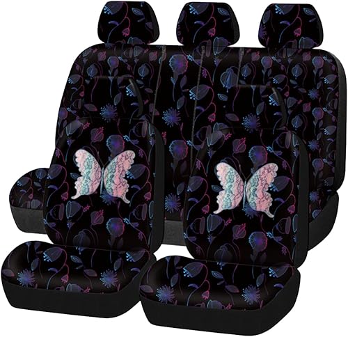 Miniatura 27 de Flying Banner Butterfly - Juego completo de fundas para asiento de automóvil, estilo universal femenino, para banco trasero (divisible), colorizado