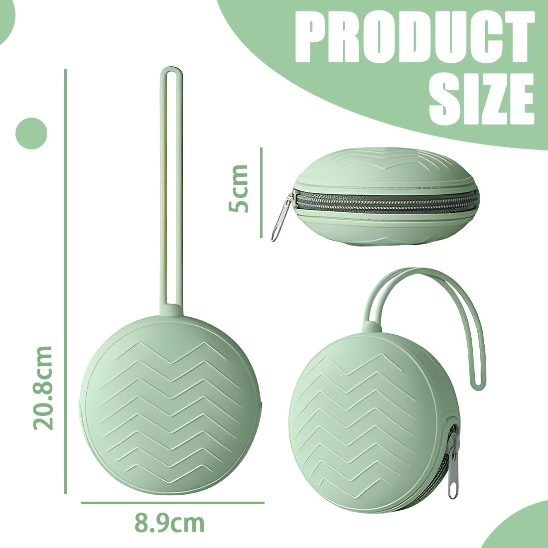 Boîte à tétine en silicone bébé pour 2 sucettes, duo avec anse flexible, vert