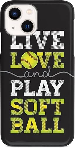Inspired Cases - Compatible con iPhone 13 Mini - Funda protectora con textura 3D para Apple iPhone 13 Mini - Live Love & Play Softbol