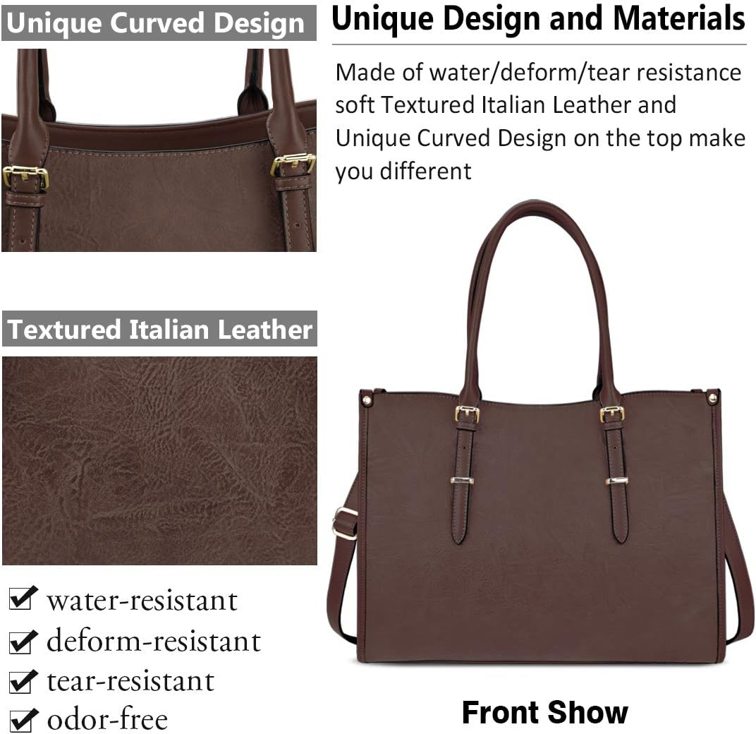 One-Day Sale: Up to 70% Off Laptop Bag for Women 15.6 Inch Waterproof Lightweight Leather Laptop Tote Bag Womens Professional Business Office Work Bag Briefcase Large Computer Bag Shoulder Handbag Coffee