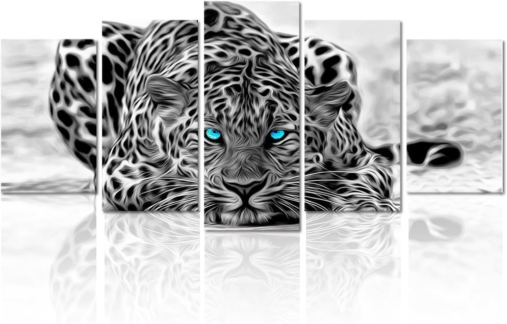 Black and White Animal Canvas Wall Art,Abstract Leopard