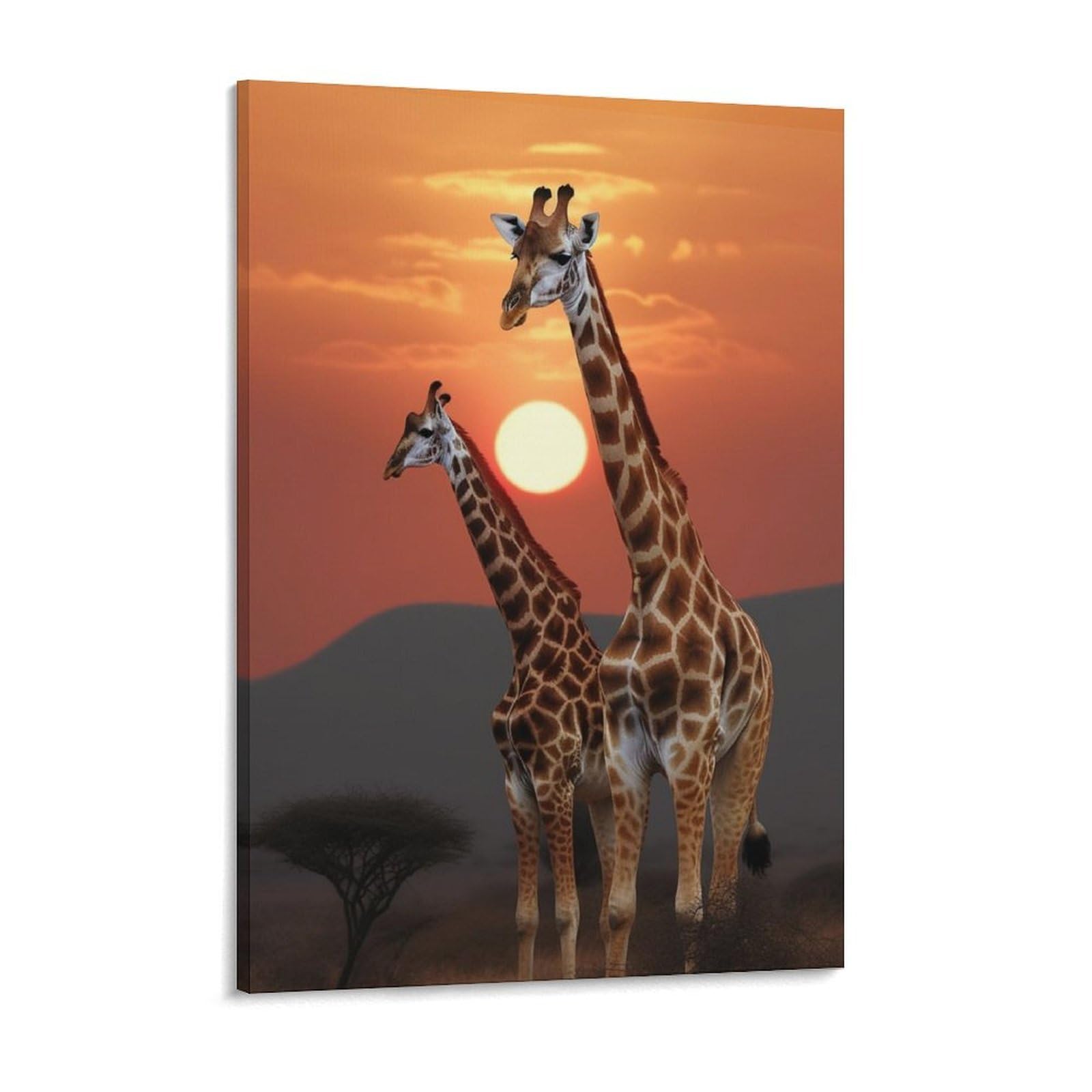 Giraffe At Sunset Canvas Wall Art for Bedroom 18x24inch Canvas Prints Artwork for Walls Modern Picture Artwork Painting for Living Room Aesthetic Wall Paintings for Bathroom Kitchen Office De