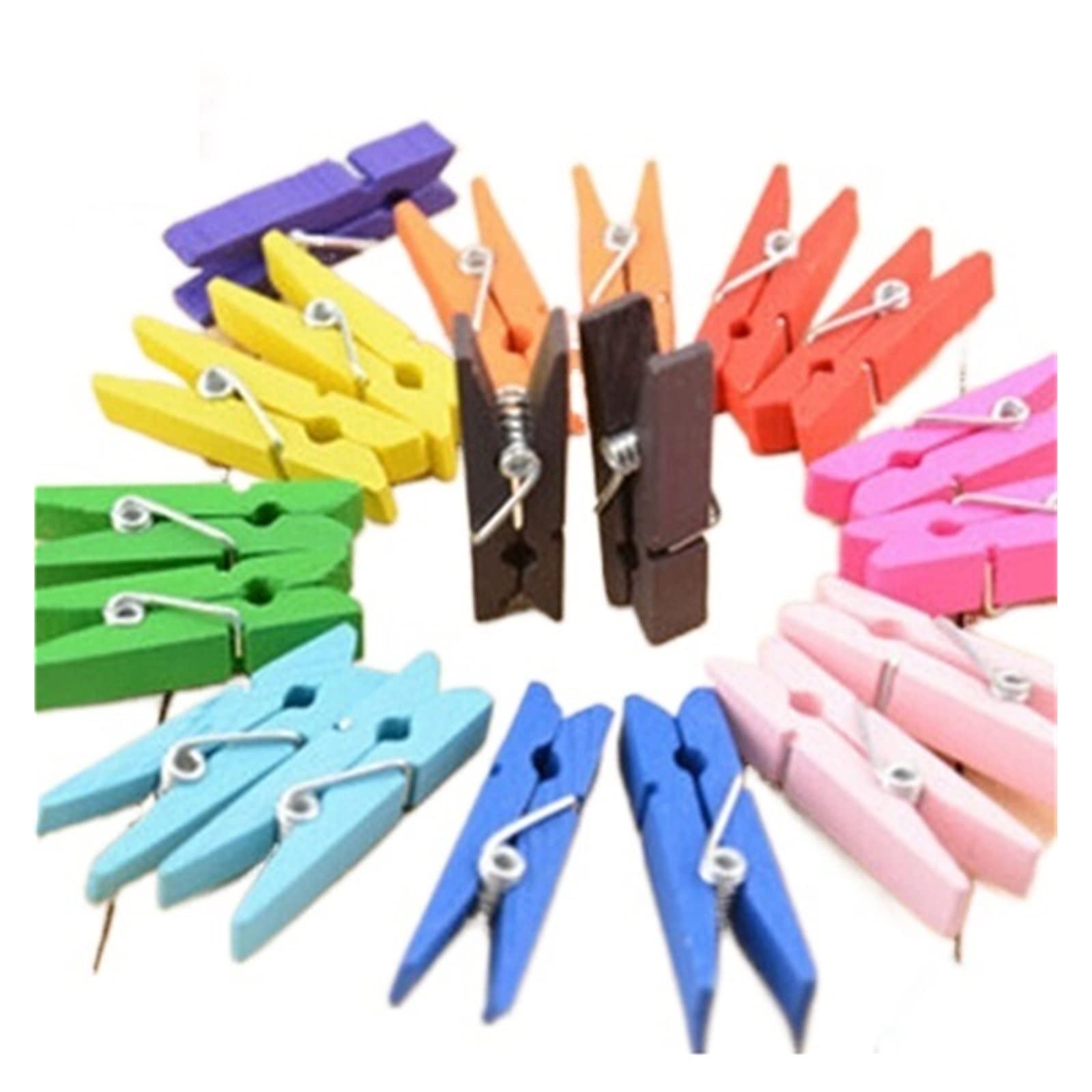 50 unids/Lote Mini Clavijas artesanales de Madera Ropa Papel Foto Colgante Clips de Resorte Pinzas de Ropa for Tarjetas de Mensajes 30mm Color Aleatorio
