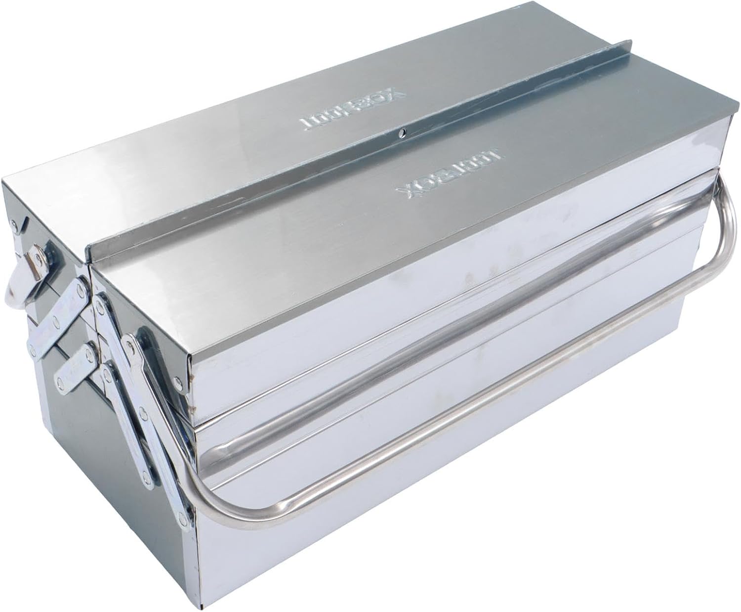 18" Tool Box, 3-Tier 5-Tray Stainless Steel Fold Cantilever Toolbox