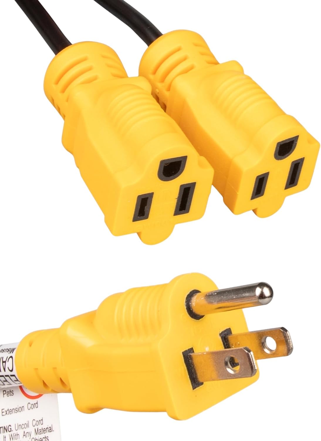 MECMO 2 Way 3 Prong Extension Cord with Switch, 1.6ft Y Splitter 2x10A 125V | 14AWG 5-15P to 2x 18AWG 5-15R, House 15A to 10A 125V Outlet, ETL Listed Power Cable for Christmas Lights Garage Home Office