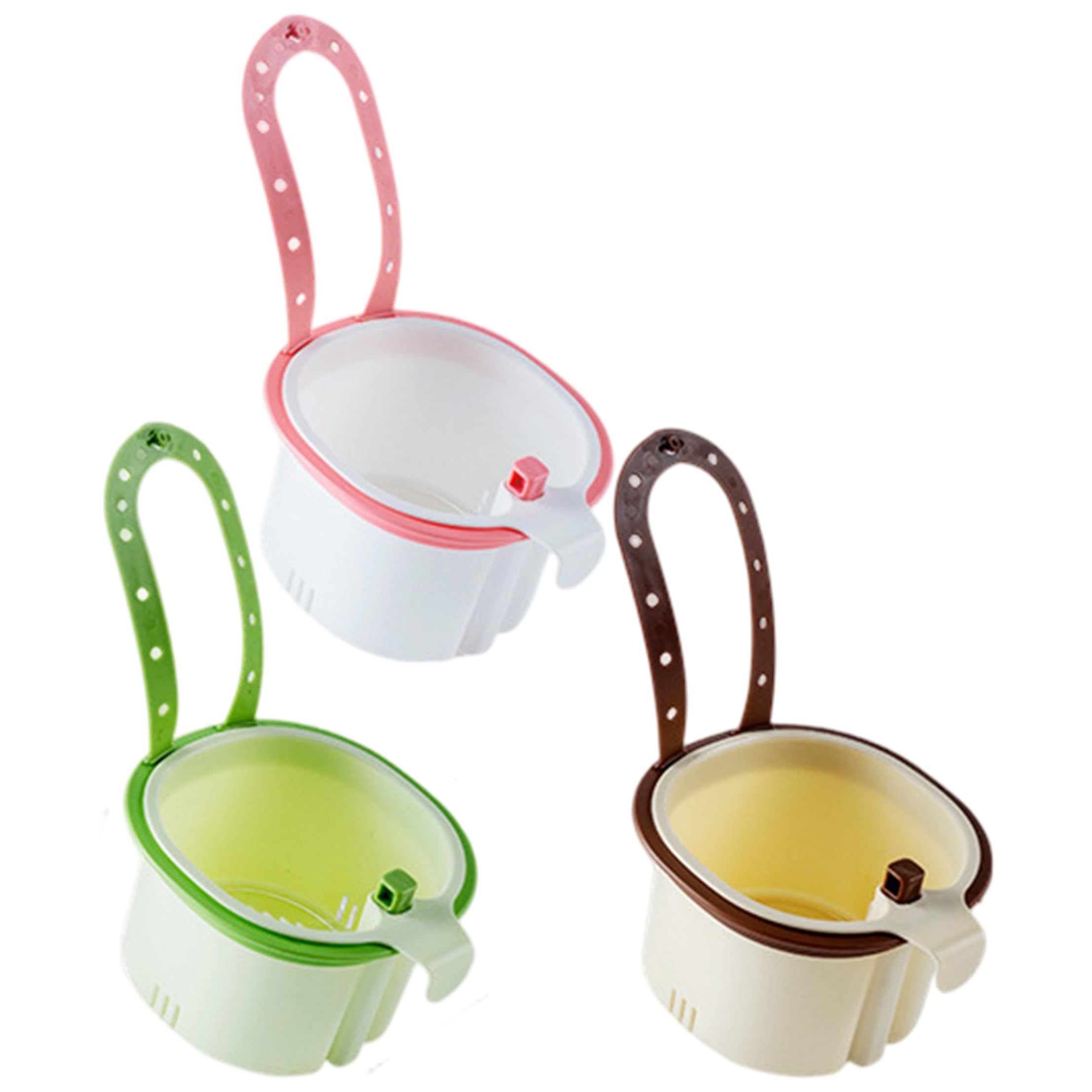 Nukinp 3pcs Kitchen Sink Drain Basket, Plastic Sink Strainer Basket With Press-open Bottom, Hanging Faucet Filter