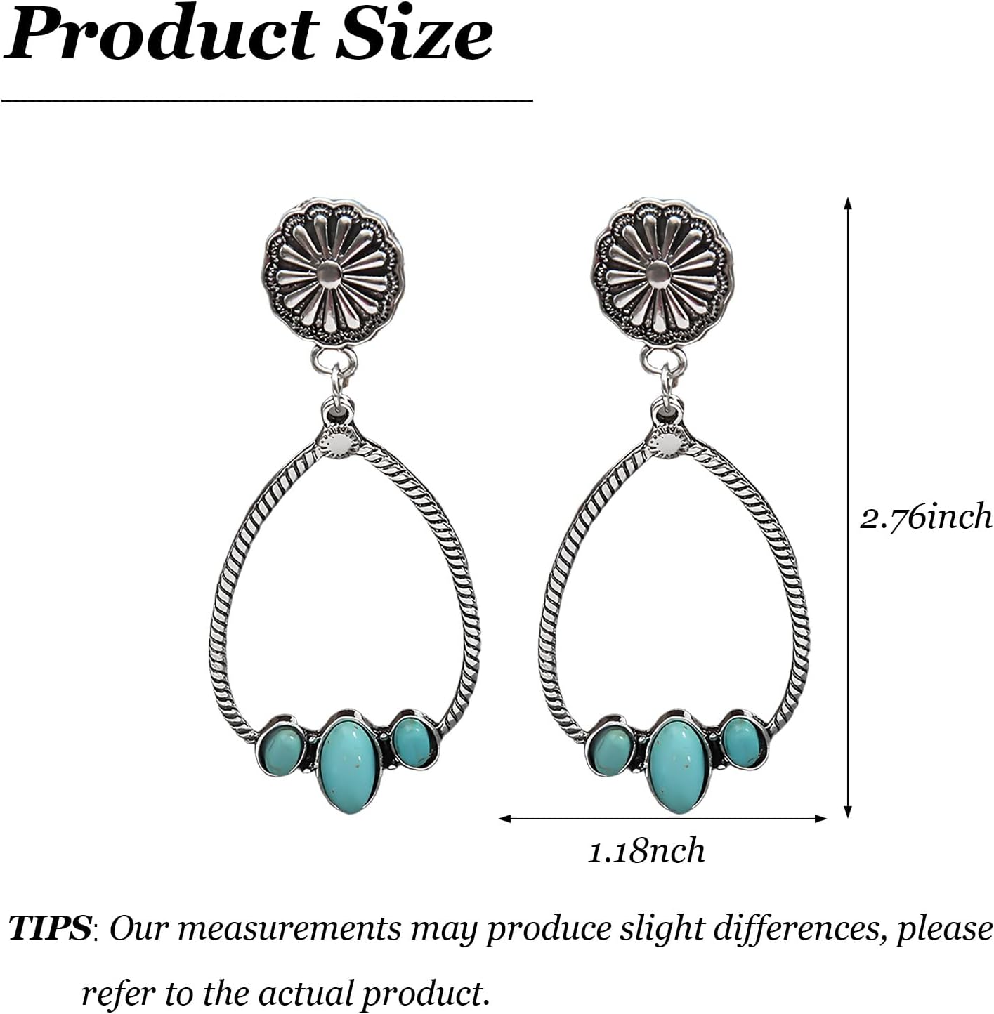 Dainty Turquoise Dangle Earrings for Women Western Boho Jewelry Outfit Accessories - Image 6