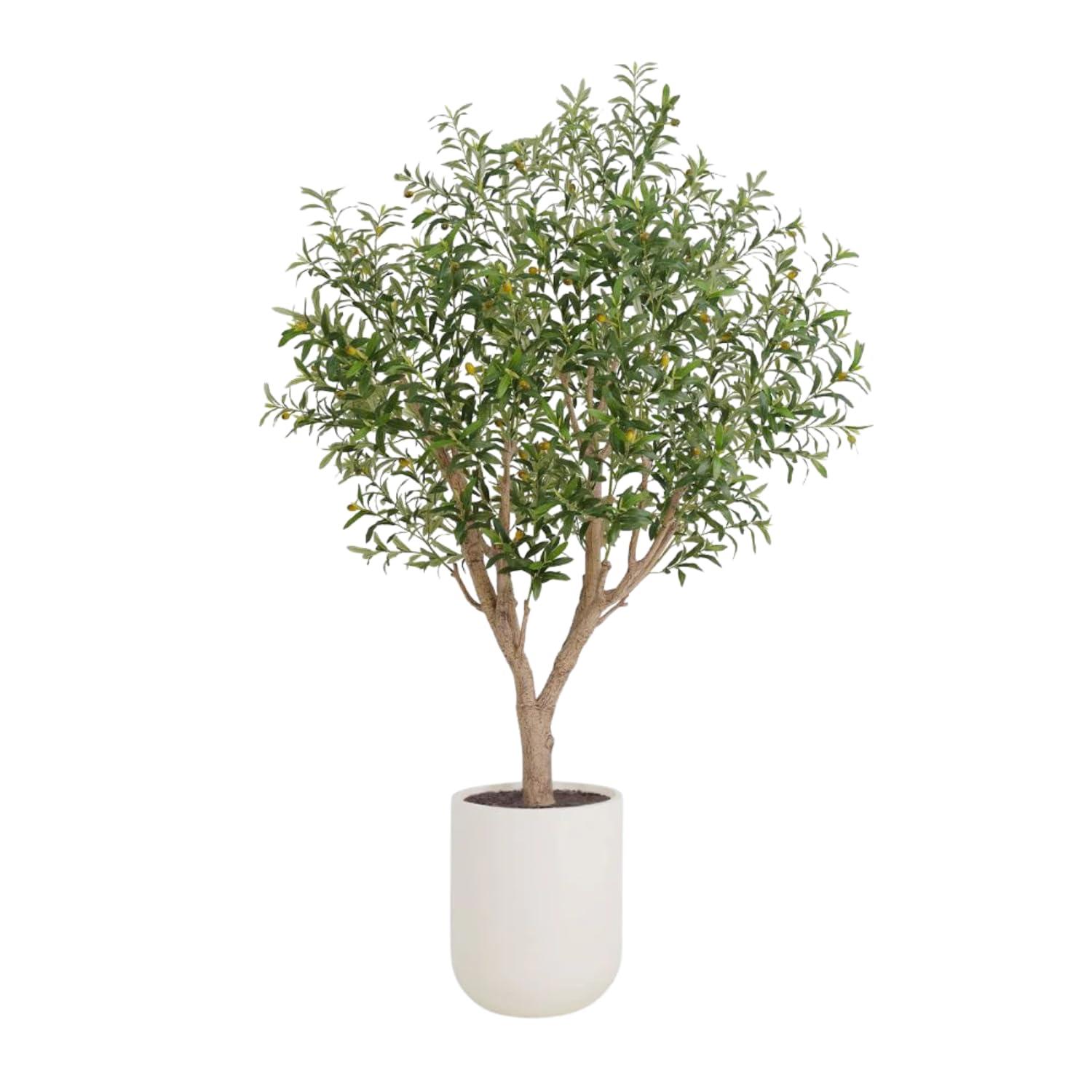 CG Hunter Faux Olive Tree, Premium Artificial Indoor & Outdoor Tree Stands 8' Tall, Lifelike-Leaves & Hand Painted Trunk, White Pot Included