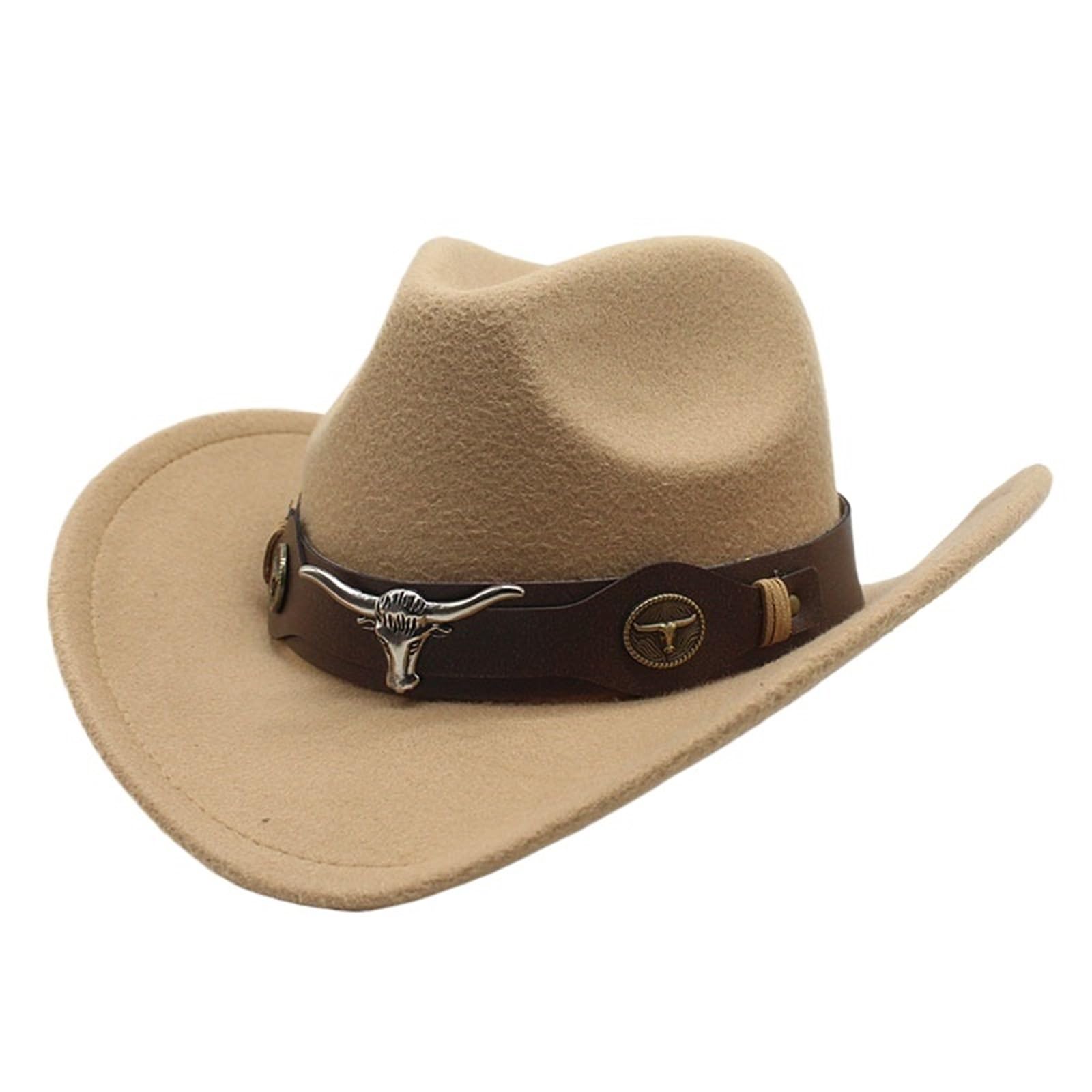 vrfvsdasAAS cowboy hat, Cowboy Hat Women Men Black Cap Gentleman Jazz Cowgirl Hats Size 56-58cm(Brown)